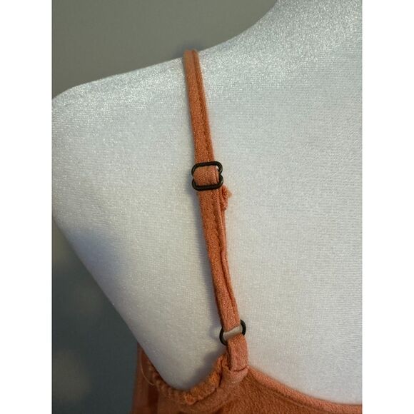 Love On A Hanger Orange Embroidered Ruffle Spaghetti Tank Size Medium - Picture 4 of 9